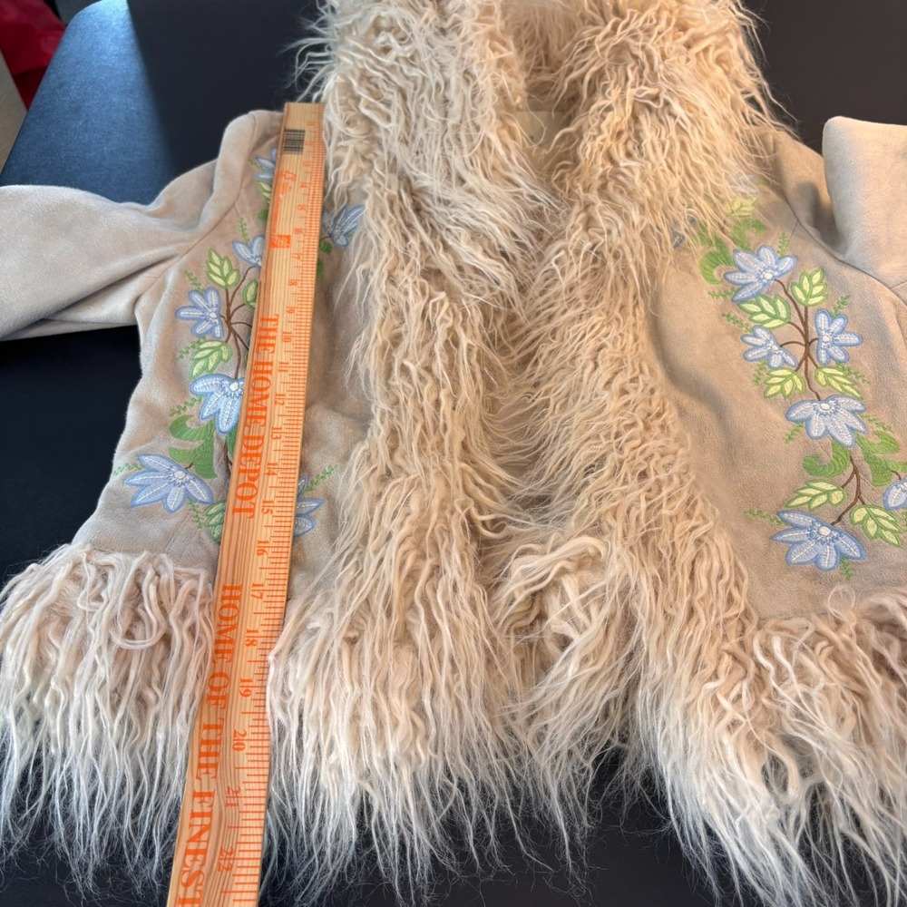 Urban Outfitters Faux Suede Embroidered Hippie Pennylane Jacket Small 70's Retro - Picture 9 of 10